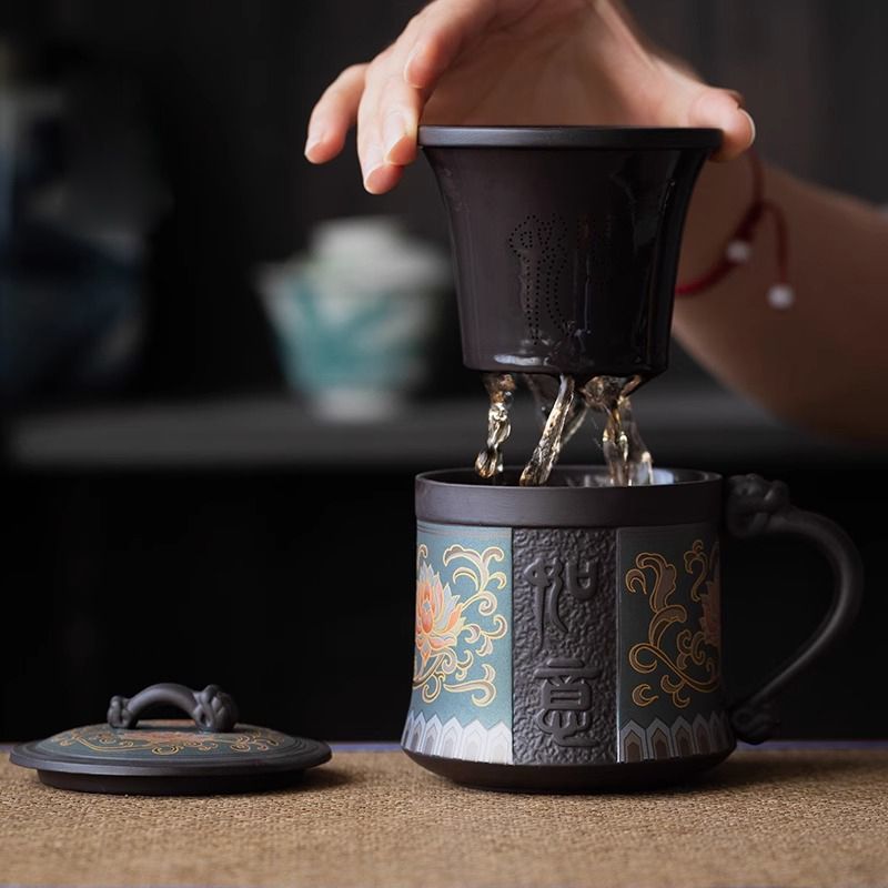 Handmade Yixing Clay Teapot Set - Authentic Purple Clay Chinese Tea Set with 4 Cups, Traditional Gongfu Tea Ceremony Kit