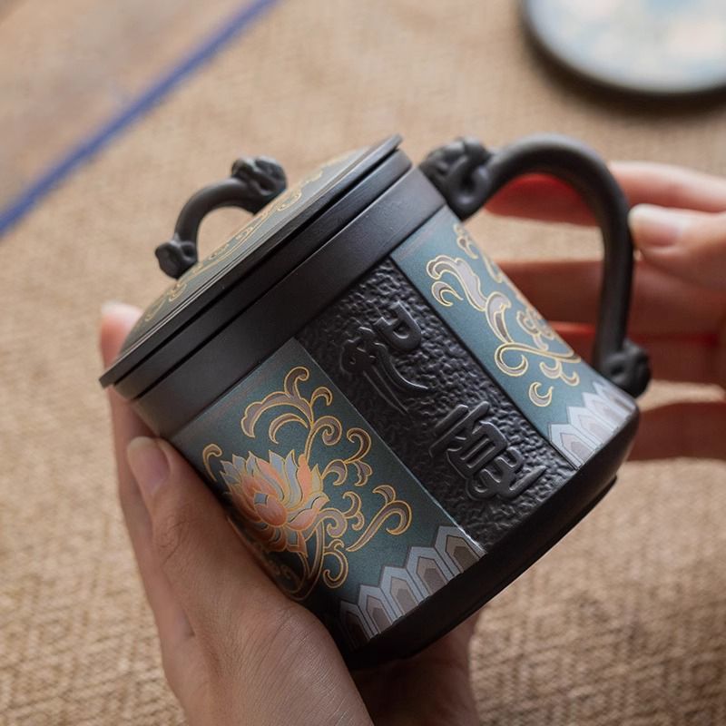 Handmade Yixing Clay Teapot Set - Authentic Purple Clay Chinese Tea Set with 4 Cups, Traditional Gongfu Tea Ceremony Kit