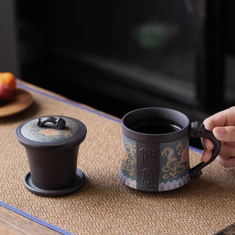 Handmade Yixing Clay Teapot Set - Authentic Purple Clay Chinese Tea Set with 4 Cups, Traditional Gongfu Tea Ceremony Kit