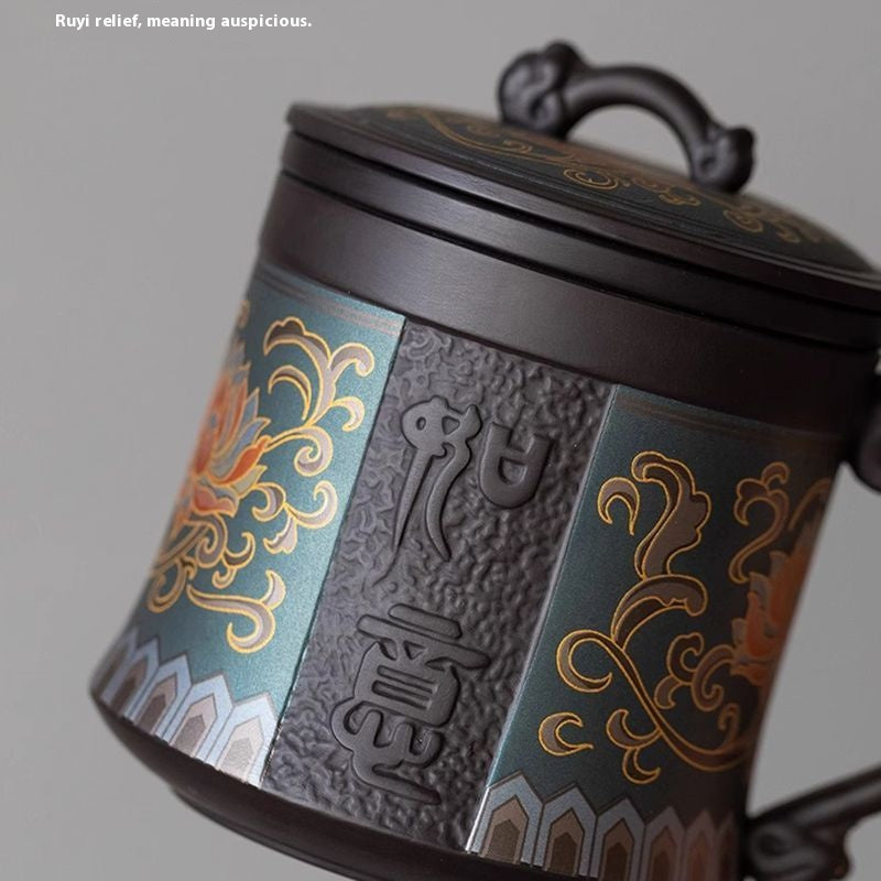 Handmade Yixing Clay Teapot Set - Authentic Purple Clay Chinese Tea Set with 4 Cups, Traditional Gongfu Tea Ceremony Kit