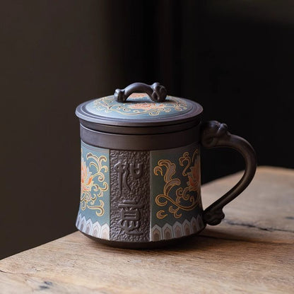 Handmade Yixing Clay Teapot Set - Authentic Purple Clay Chinese Tea Set with 4 Cups, Traditional Gongfu Tea Ceremony Kit
